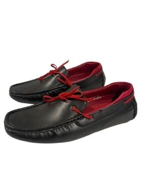 Men’s Chuxx Black & Red Faux Leather Slip On Loafers Size 8 US!